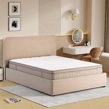 Image of Ascot Fabric Ottoman Storage King Size Bed In Stone