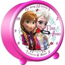 Image of Disney Frozen Anna & Elsa Pink Battery Analogue Alarm Clock