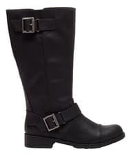 Image of Rocket Dog Berry Womens Black Tall Zip Up Mid Calf Biker Buckle Boots