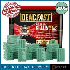 Image of RAT AND MOUSE KILLER POISON BAIT BLOCKS INSTANT SINGLE FEED KILLER DEADFAST 300G