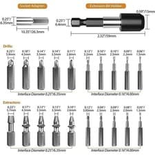 Image of Damaged Screw Extractor Set,22 PCS Stripped Screw Extractor Kit, HSS SM6 UK