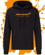 Image of Mclaren F1 Formula 1 - Black Hoodie McLaren Neon Orange Logo S, M, L, XL, XXL