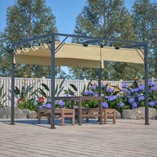 Image of Pergola Steel Frame 3x2M PE Canopy Adjust Shade Pergola Shelter Backyard Beige
