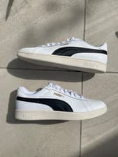 Image of Puma Smash 3 0 Mens Trainers Leather Lace Up White and Black