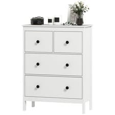 Image of HOMCOM Modern Chest of Drawers, 4 Drawer Dresser for Bedroom, White