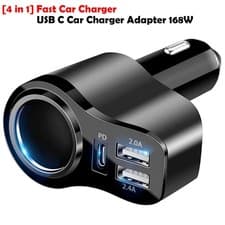 Image of 4 IN 1 CAR CHARGER ADAPTER 168W [PD3.0 + Dual USB A Port] 12V/24V USB Cigarette