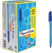 Image of Blue Pen x 50 PACK Paper Mate InkJoy Ballpoint Pens Ultra Fine Point (0.5 mm)