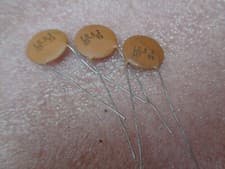 Image of 100NF 50V Ceramic Disc Capacitors 50V 0.1uF Long Leads 15mm Disc, X100 Per Pack