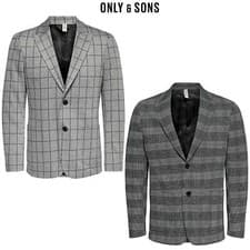 Image of Only & Sons Mens Check Wool Overcoat Long Sleeve Casual Trench Coat for Men