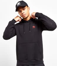 Image of NEW MENS ADIDAS ORIGINALS ESSENTIALS TREFOIL HOODIE ~SIZE 2XL  IZ0021 BLACK /RED