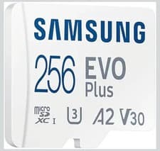 Image of Samsung Evo plus 256GB microSD SDXC U3 class 10 A2 memory card 130MB/S Adapter