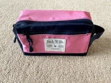 Image of Jack Wills Unisex Thorney Wash Bag Zip Mesh Pink and Navy