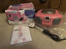 Image of Groov-e Original Boombox Portable CD Player With Radio 3.5mm Headphone Jack Pink