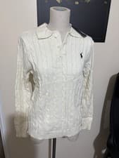 Image of Polo Ralph Lauren Medium Women’s Cable-Knit Cotton Polo Jumper - NWT