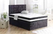 Image of Ottoman Storage Bed Divan Crushed Velvet Drawers Bed Lift Open Bed Base