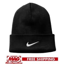 Image of NIKE KNIT TEAM BLACK CAP Beanie Warm Winter Hat Dri-Fit Acrylic Embroidered Logo