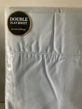 Image of Sanderson Double Flat Sheet New In Package Blue 230 X 260 Cm