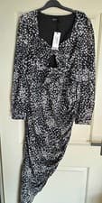 Image of Boohoo Floral Print Tie Bust Detail Ruched Maxi Dress Size 16 Brand New With Tag
