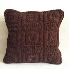 Image of Vintage style crochet cushion cover - a chunky knit in dark brown