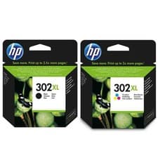 Image of Genuine HP 302XL Black and Tri Colour Twin Pack Ink Cartridges