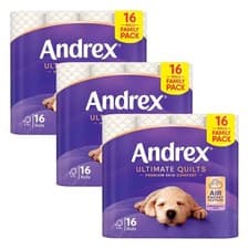 Image of Andrex Supreme Quilts Toilet Tissue - White, Pack of 16 x 3