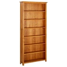 Image of WALPLUS 7-Tier Bookcase Solid Oak Wood 90x22.5x200 cm Unit