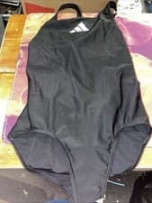 Image of Adidas Girls Solid 3 Three Bars Stripe Small Logo Swimsuit Swimming Costume BNWT