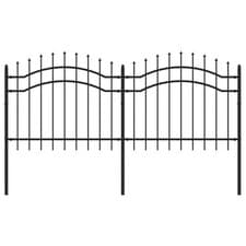 Image of Garden Fence with Spear Top Black Powder-coated Steel Fence Multi Sizes vidaXL