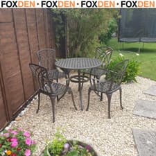 Image of 5 Piece Cast Aluminium Garden Dining Set with 4 Armchairs and Round Table Brown