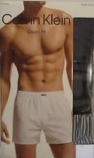 Image of 3 GENUINE CALVIN KLEIN GRAY RED BLACK COTTON BLEND WOVEN BOXER SHORTS UNDERWEAR 