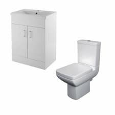 Image of 600mm Gloss White Vanity Unit Close Coupled Toilet & Basin Sink Vanity Cabinet