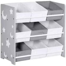 Image of Storage Unit with 9 Removable Storage Baskets for Nursery Playroom - Grey