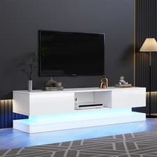 Image of TV Stand Cabinet Unit White 160cm With 16 Color RGB LED Lights High Gloss Front