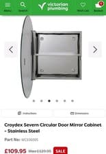 Image of Croydex Circular Bathroom Mirror Cabinet Stainless Steel Wall Mounted RRP £109