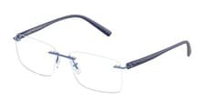 Image of Starck SH 2056T rimless glasses in 0002 blue + Starck spectacle case and cloth