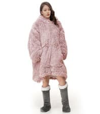 Image of Blanket Hoodie Oversized Wearable Teddy Fleece Cuddles Long Fur Hodded Blanket