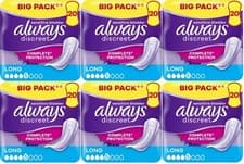 Image of Always Discreet Incontinence Pads Women, Long, 120 High Absorbency Pads 20 x 6