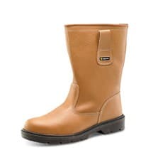 Image of MENS SAFETY RIGGER WORK BOOTS in TAN Leather, Fur Lined, Steel Toe Cap Size 4-13