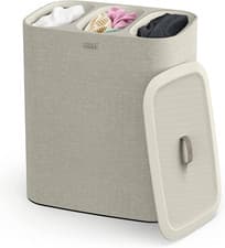 Image of 90L Laundry Basket with Lid 3 Compartment Fabric Laundry Sorter Bags