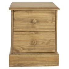 Image of Cotswold Pine Bedside Cabinet 2 Drawers Solid Wood Storage Unit
