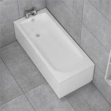 Image of Modern Bathroom Single & Double Ended Straight Baths Gloss White Acrylic Bathtub