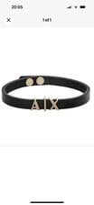 Image of New Armani Exchange AXG0055710 Black Leather Bracelet *BNWT*