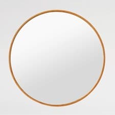 Image of 4vwin Bamboo Frame Circle Mirror Wall-mounted Round Entryways, Bathrooms, Living