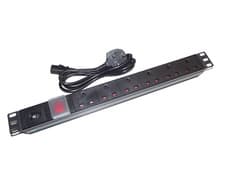 Image of 6 way UK Socket PDU with *DETACHABLE UK-IEC C14 1.8M LEAD* 1U 19" Rackmount