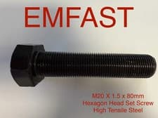 Image of M20 X 1.5mm x 80 Metric Fine pitch Hexagon Set Screw Steel Full Thread bolt 1.5