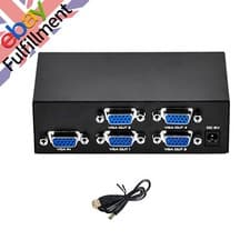 Image of 1x4 VGA Splitter 1 In 4 Out for Video Screen 1 PC To 4 VGA Monitor/Projector
