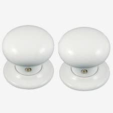 Image of 60mm White Ceramic Mortice Door Knob Set (Pair)