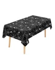 Image of Halloween Cobweb Plastic Tablecloth Black Spider Web Disposable 137x274cm