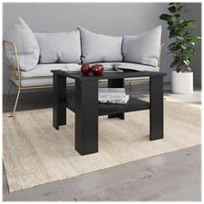 Image of Coffee Table Black Oak 60x60x42 cm Engineered Wood Square Modern Minimal Compact