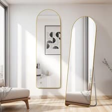 Image of Arched Aluminium Frame Full Length Dressing Mirror Free Standing & Wall Mounted